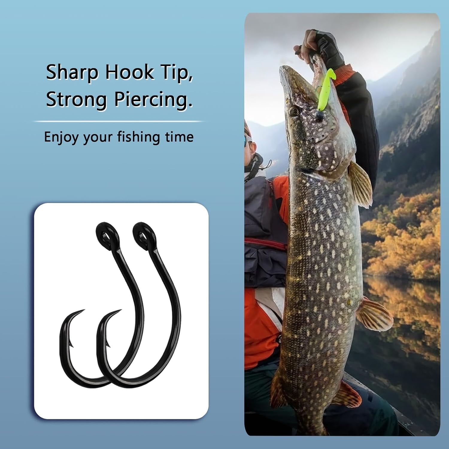 10PCS High-Carbon Steel Circle Hooks Barbed Fishing Hooks with Holes, Freshwater and Saltwater Fishing Hooks for Tuna, Catfish, Bass