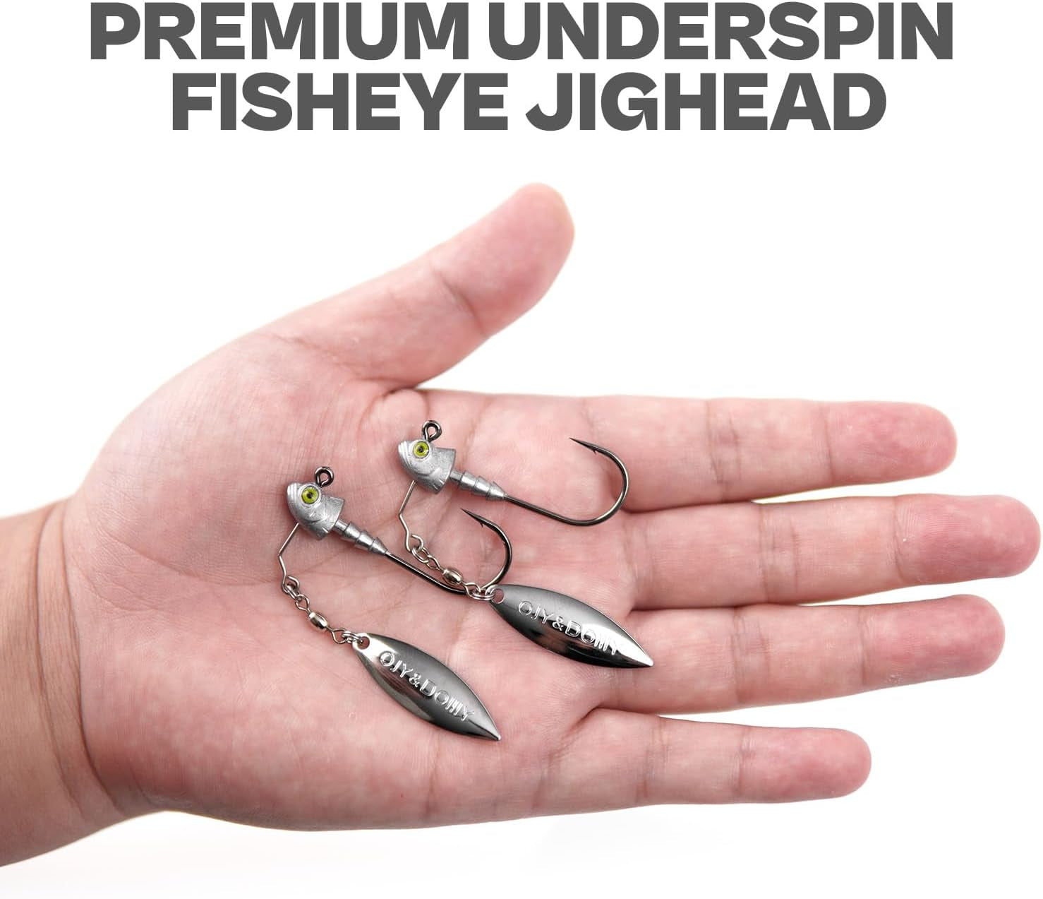 6-Pack Underspin Jig Heads with 100% Brass Blade (Never Rust) - 3/16Oz, 1/4Oz, 3/8Oz, 1/2Oz - Bass & Saltwater Fishing