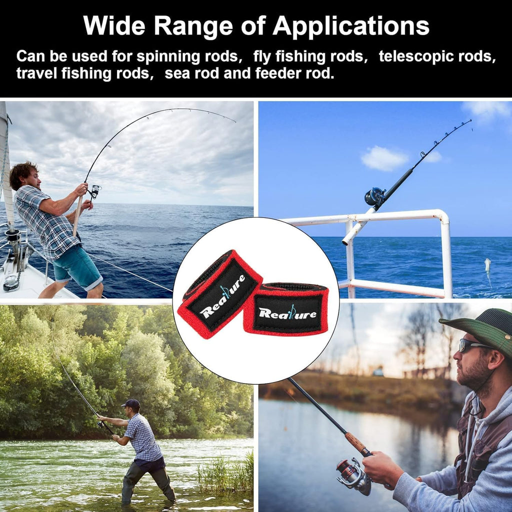 8 Pcs Fishing Rod Straps Adjustable Neoprene Ties Elastic Fishing Rod Tackle Belt Ties Casting Rod Straps for Fixed Casting Rods & Spinning Rods & Fly Rods Wrap Protectors