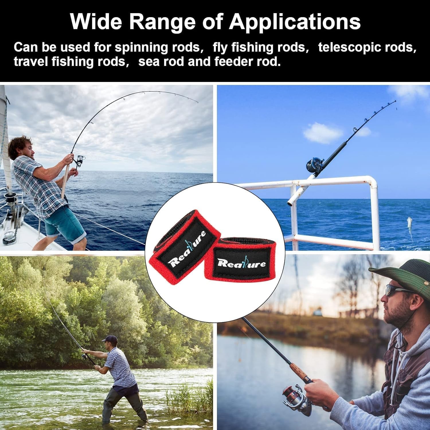 8 Pcs Fishing Rod Straps Adjustable Neoprene Ties Elastic Fishing Rod Tackle Belt Ties Casting Rod Straps for Fixed Casting Rods & Spinning Rods & Fly Rods Wrap Protectors