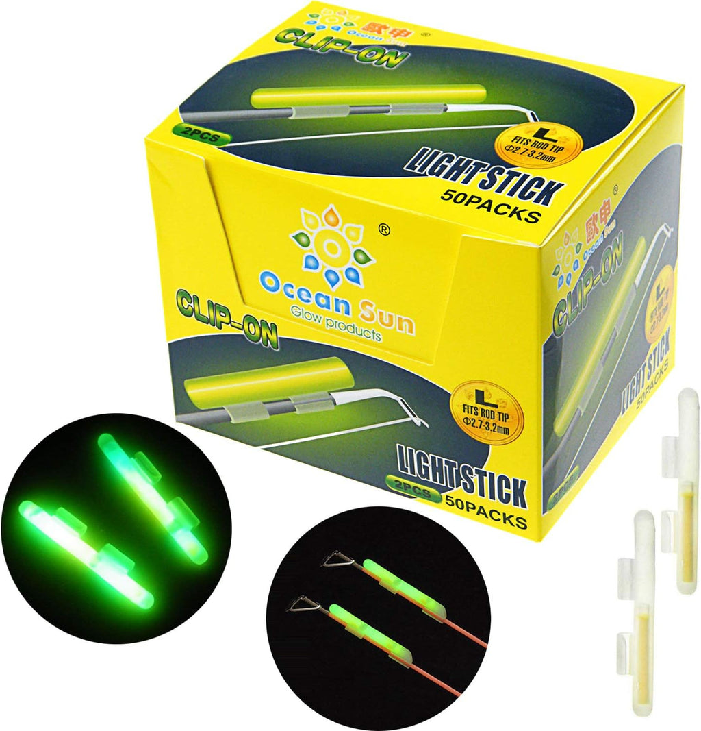 Fishing Glow Sticks Rod Tip Glow Sticks Fishing Rod Floats Glow Stick Fishing Rod Night Fishing Light Fishing Green Fluorescent Light 100Pcs(50Bags) #M #L #XL