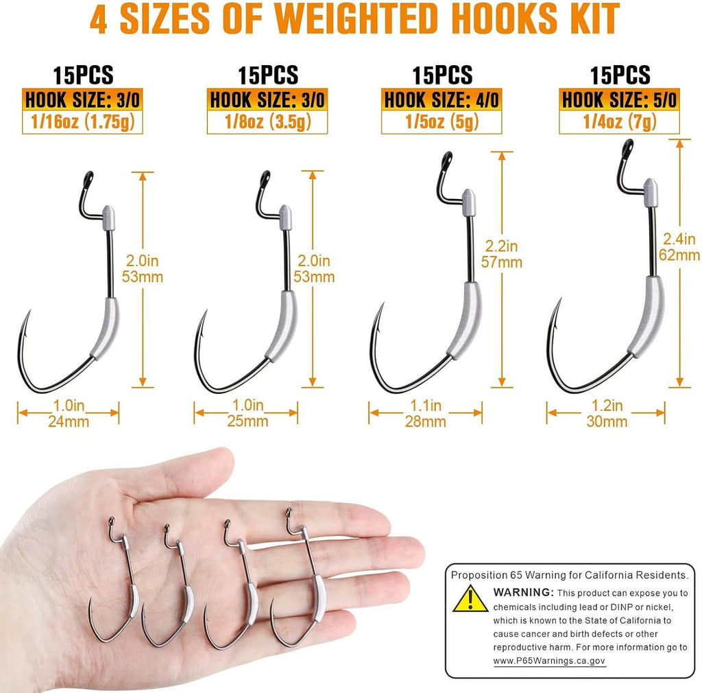 15PCS Weighted Swimbait Hooks EWG Hooks for Bass Fishing Weedless Weighted Hooks Fishing Hooks Freshwater Saltwater Size 3/0 4/0 5/0
