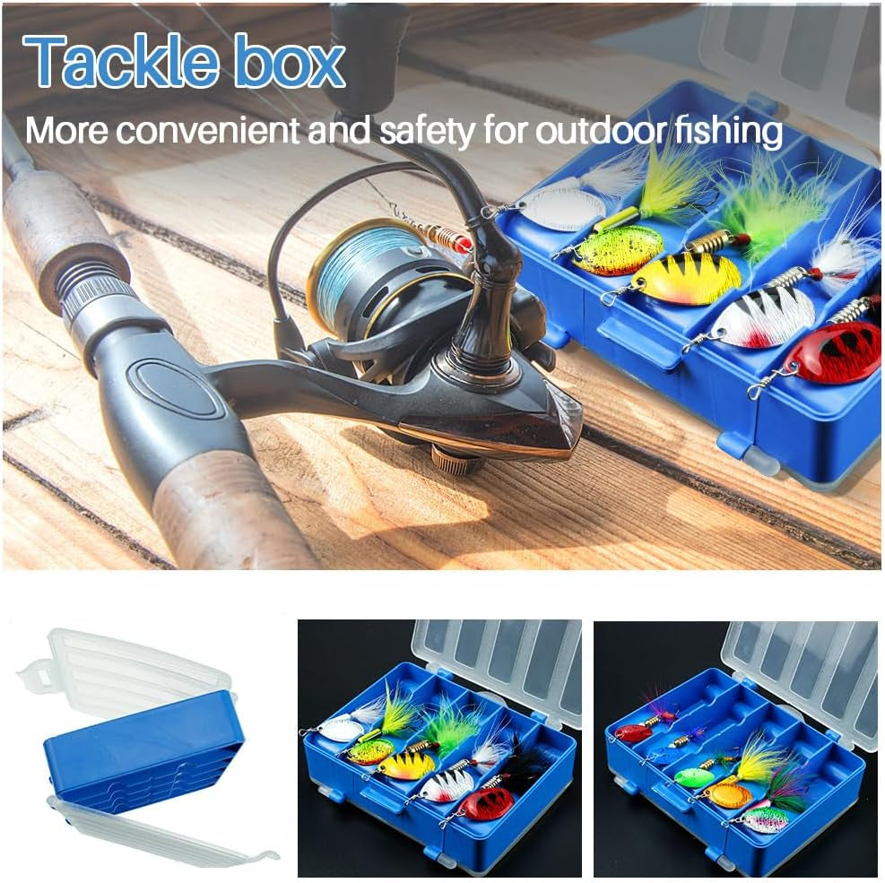 10Pcs Spinner Lures Baits with Tackle Box, Bass Trout Salmon Hard Metal Rooster Tail Fishing Lures Kit