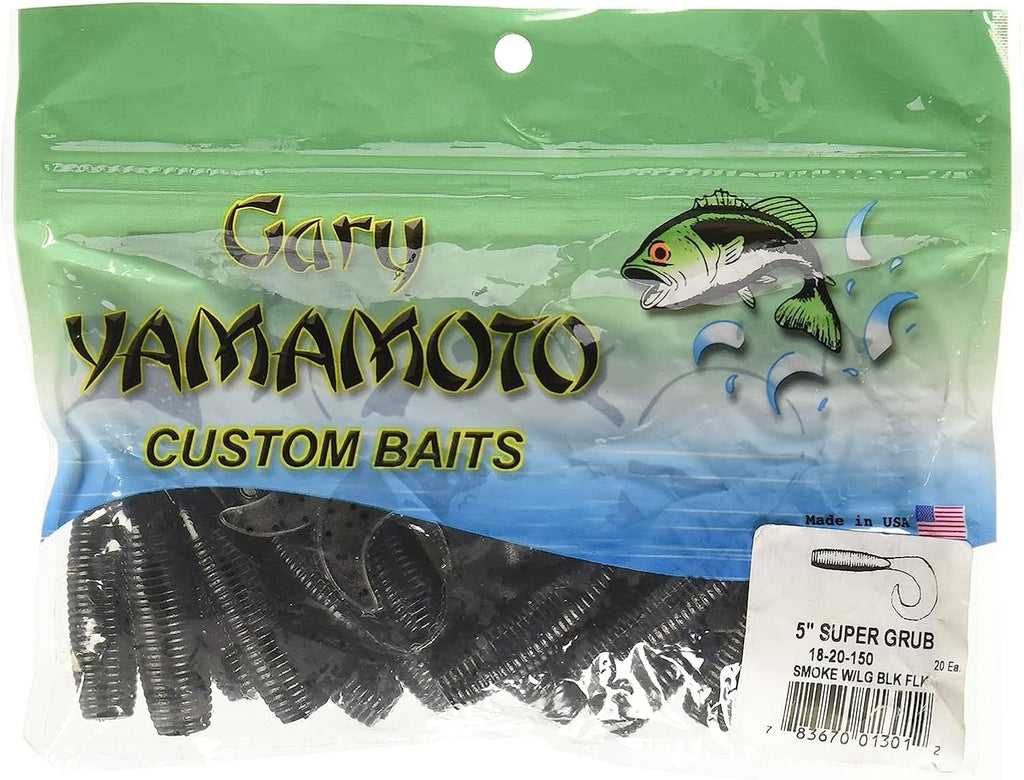 5" Single Tail Grub Soft Plastic Fishing Angling Swimbait Lures with Tail-Curling Action - 20 Pack