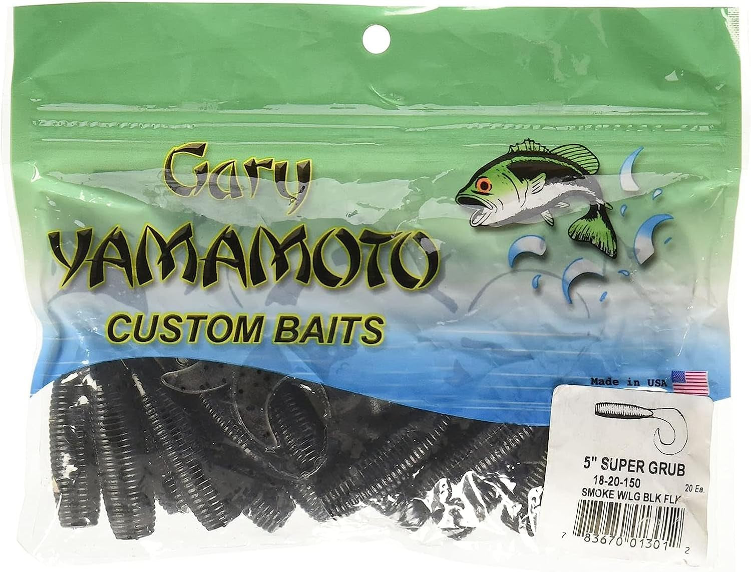 5" Single Tail Grub Soft Plastic Fishing Angling Swimbait Lures with Tail-Curling Action - 20 Pack