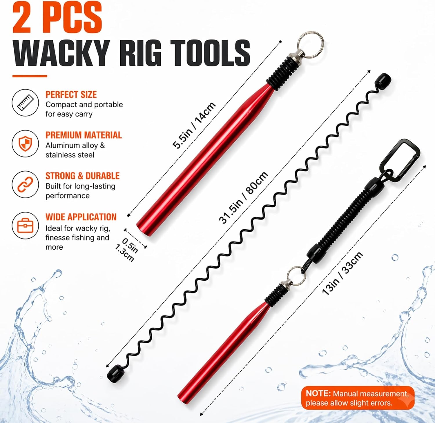Wacky Rig Tools 2 Pcs with 320 Pcs Wacky O-Rings,  Wacky Worm Tools for Fishing Worm Rig Kits Fishing Rigging Utensil for Clip Baits Utensil with Keychain