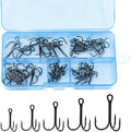 Fishing Treble Hooks Kit - High Carbon Steel 50Pcs Mixed Treble Hooks Size 2/4/6/8/10 | Sharp Fish Hooks for Saltwater & Freshwater Fishing | Durable Fishing Hooks for Lures, Baits
