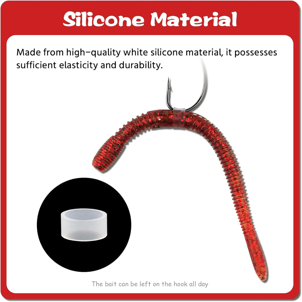 Wacky Worm O-Rings with Tool - Heavy Duty Silicone Bait Saver Kit for Senko Worms, Prevents Bass from Tearing Soft Plastics, Fits 3-6" Stick Baits for Wacky & Neko Rig (151Pc or 181Pc Options)