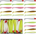 50Pcs Soft Fishing Lures, Plastic Fishing Baits & Tackle Box, Paddle Tail Swimbaits Soft Plastic Lures Kit for Bass Trout Walleye Crappie