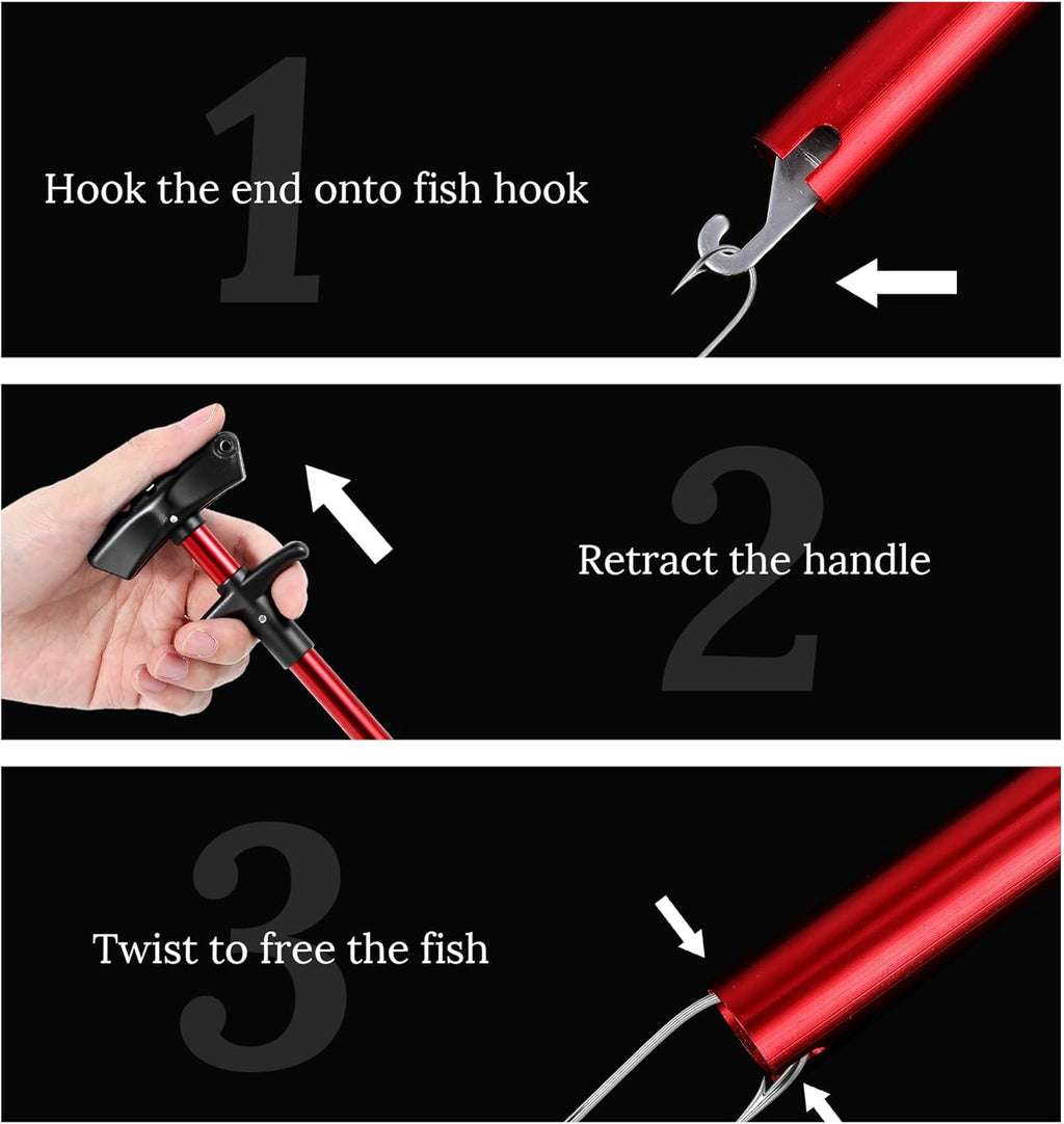 2 Pack Fish Hook Remover Tool, 10 Inch Hook Remover Tool Fishing(Red)