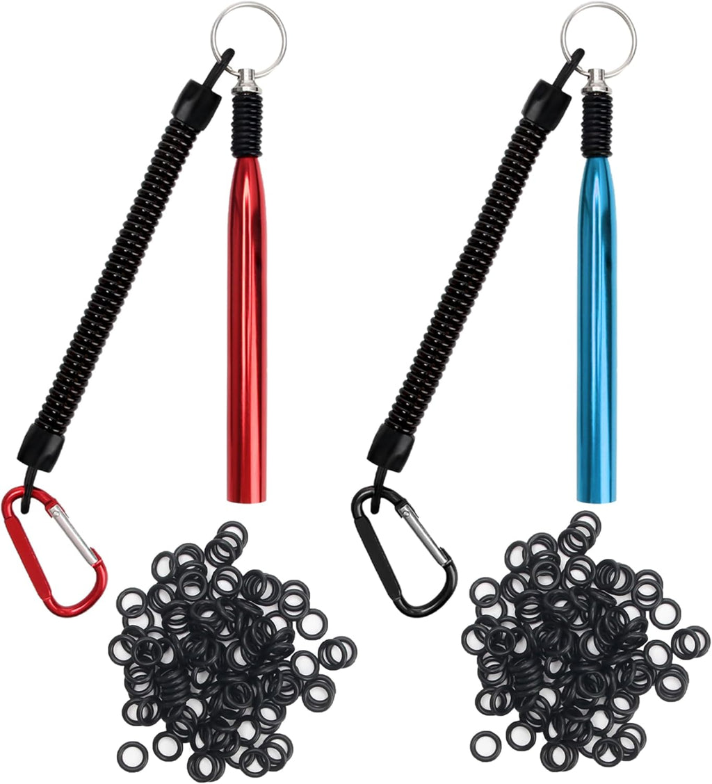 2 Pack Wacky Rig Tools and 200 PCS Worm O Rings, Wacky Worm Kit for Stick Soft Baits Wacky Fishing Rigging Tool