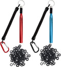 2 Pack Wacky Rig Tools and 200 PCS Worm O Rings, Wacky Worm Kit for Stick Soft Baits Wacky Fishing Rigging Tool