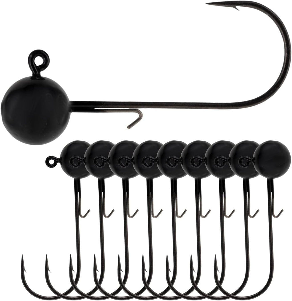 Ball Jig Heads - round Head Jigs for Bass, Walleye, Crappie and Panfish - Soft Plastic Jig Heads for Freshwater and Saltwater (10-Pack)