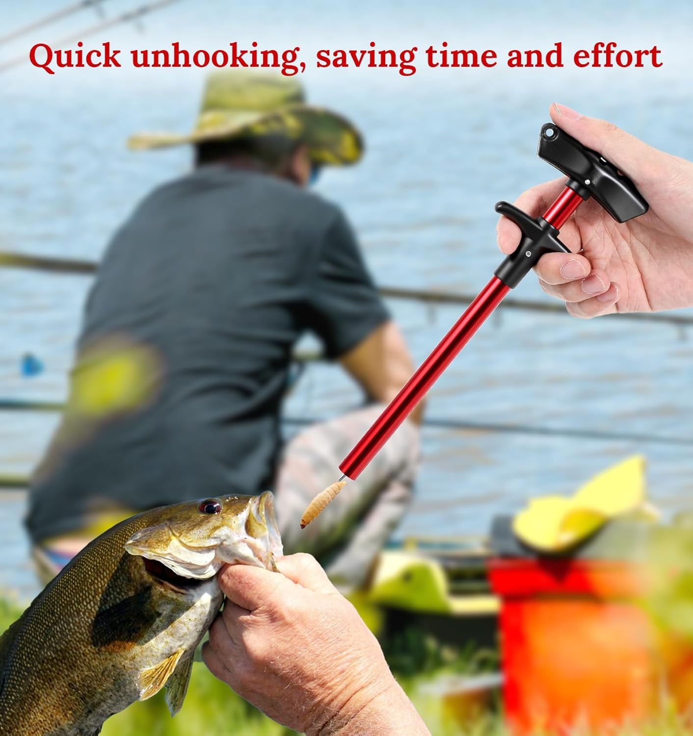 2 Pack Fish Hook Remover Tool, 10 Inch Hook Remover Tool Fishing(Red)