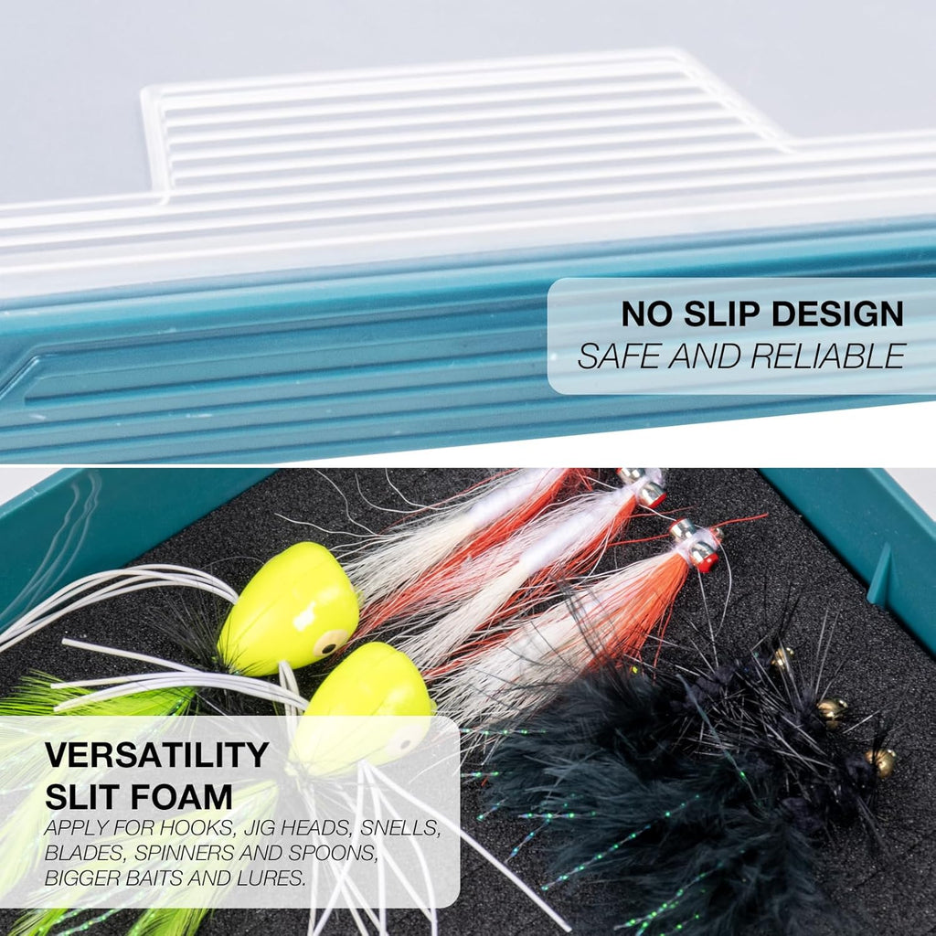 Fishing Tackle Box Tray 3600 Slit Foam Case Double Buckle Open Plastic Jig Box Heads Hooks Spinners Spoons Storage Tackle Tray 1Pack