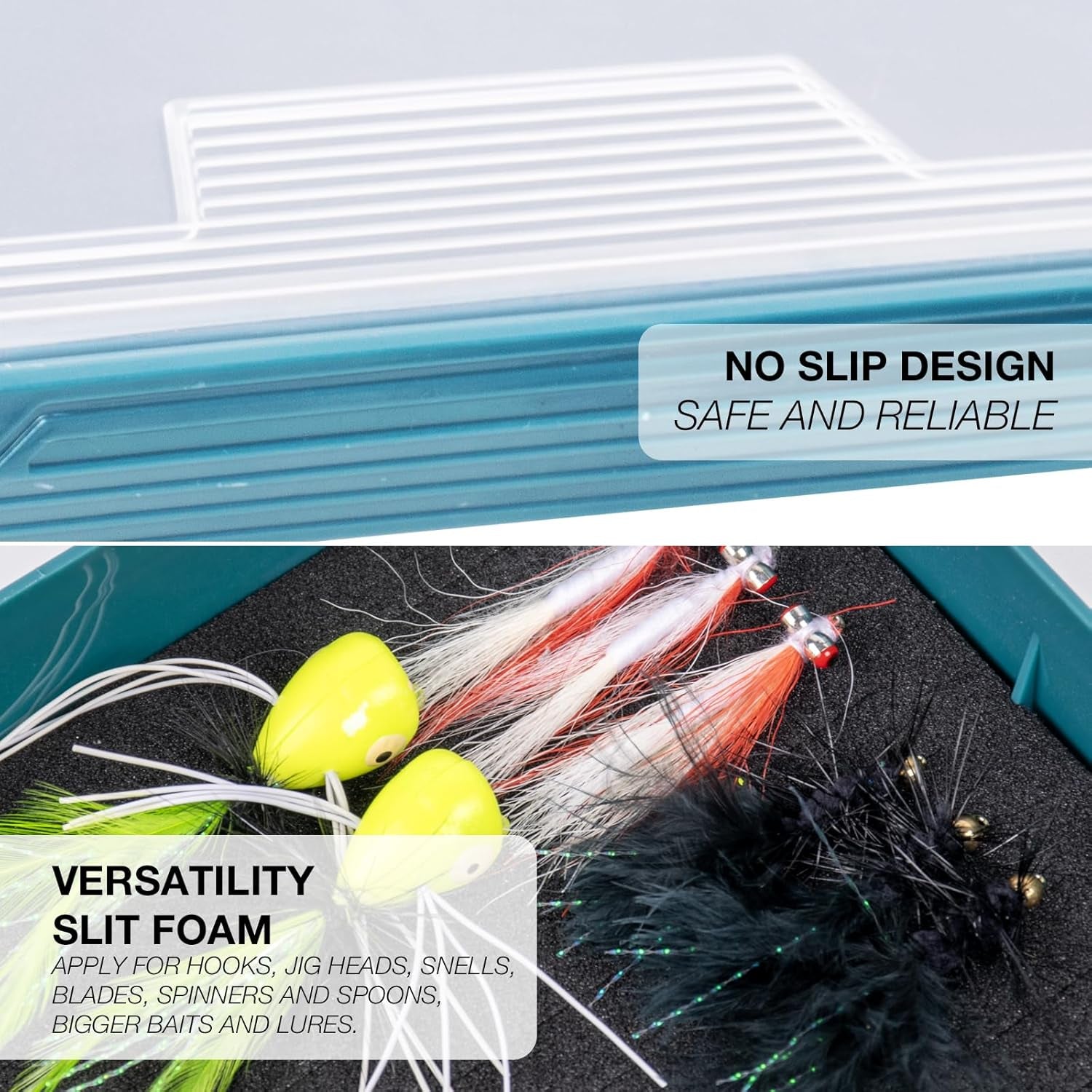 Fishing Tackle Box Tray 3600 Slit Foam Case Double Buckle Open Plastic Jig Box Heads Hooks Spinners Spoons Storage Tackle Tray 1Pack