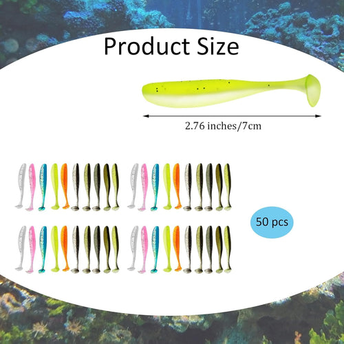 Ahltoiex Paddle-Tail Soft Baits - 2.76 Inch, 50-Pack - product image 2
