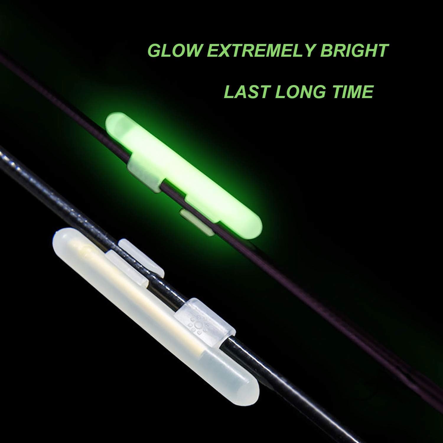 Fishing Glow Sticks Rod Tip Glow Sticks Fishing Rod Floats Glow Stick Fishing Rod Night Fishing Light Fishing Green Fluorescent Light 100Pcs(50Bags) #M #L #XL