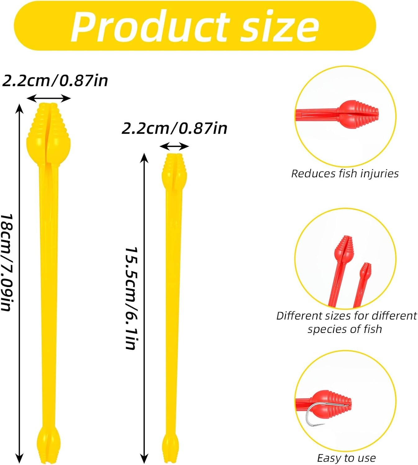 6 Pcs Fish Hook Remover Tool Snelled Fishing Hook Disgorger Plastic Unhook Extractor Tool for Fishing Gear Accessories 2 Different Sizes