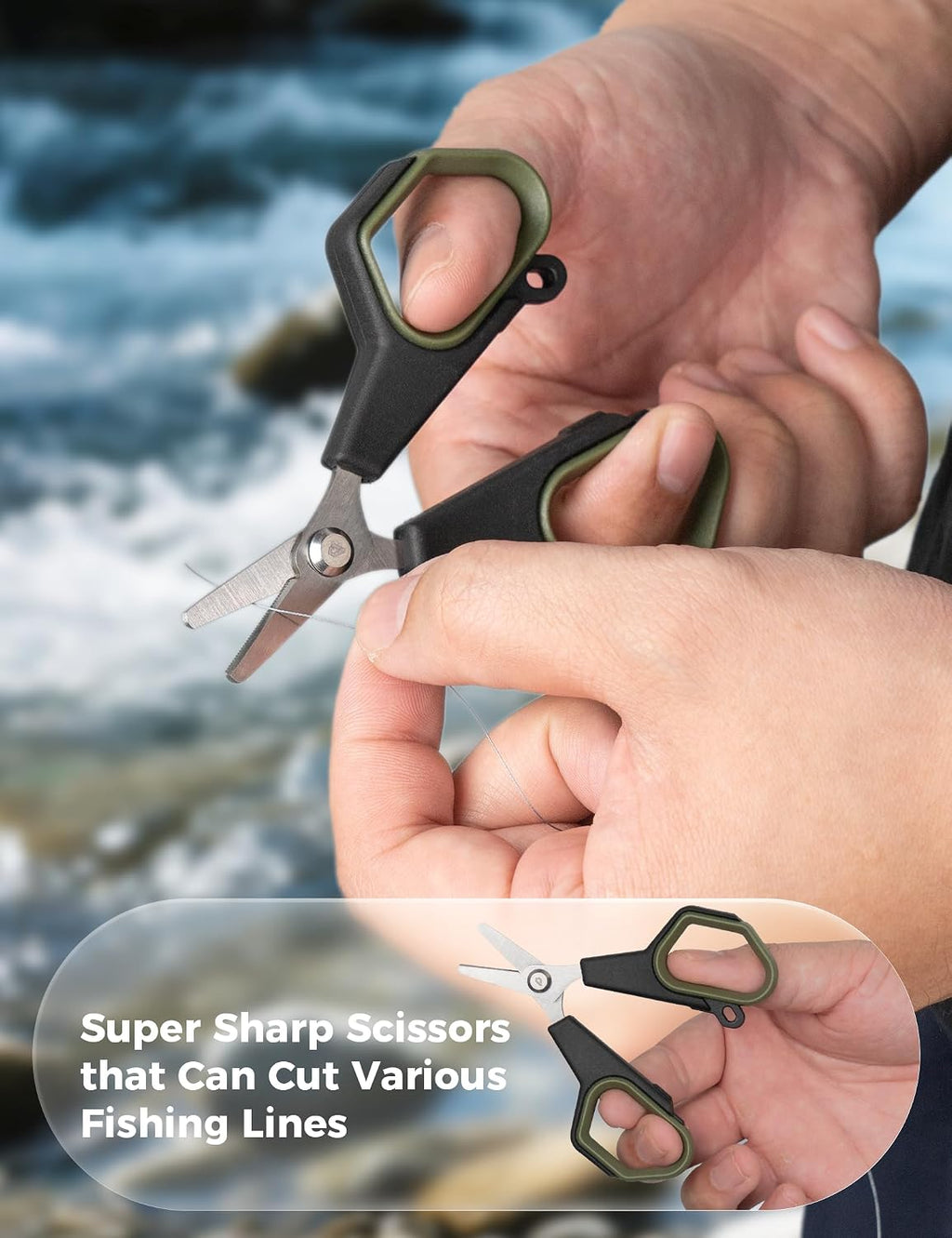 2Pc Fishing Scissors,3.9" Stainless Steel Fishing Line Cutter for Fishing Braided Line,Non-Slip Grip Small Fishing Scissors for Saltwater