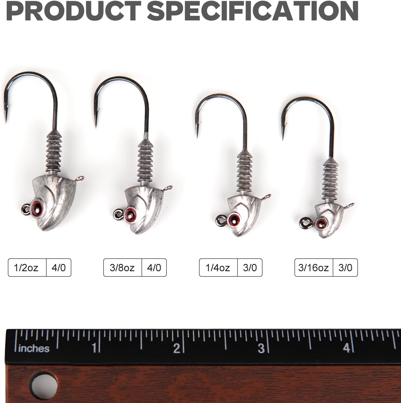 Swimbait Jig Heads with Stacked Cone Keeper, Minnow Style Eye Fishing Jighead 3/16 1/4 3/8 1/2Oz (15 Pcs)