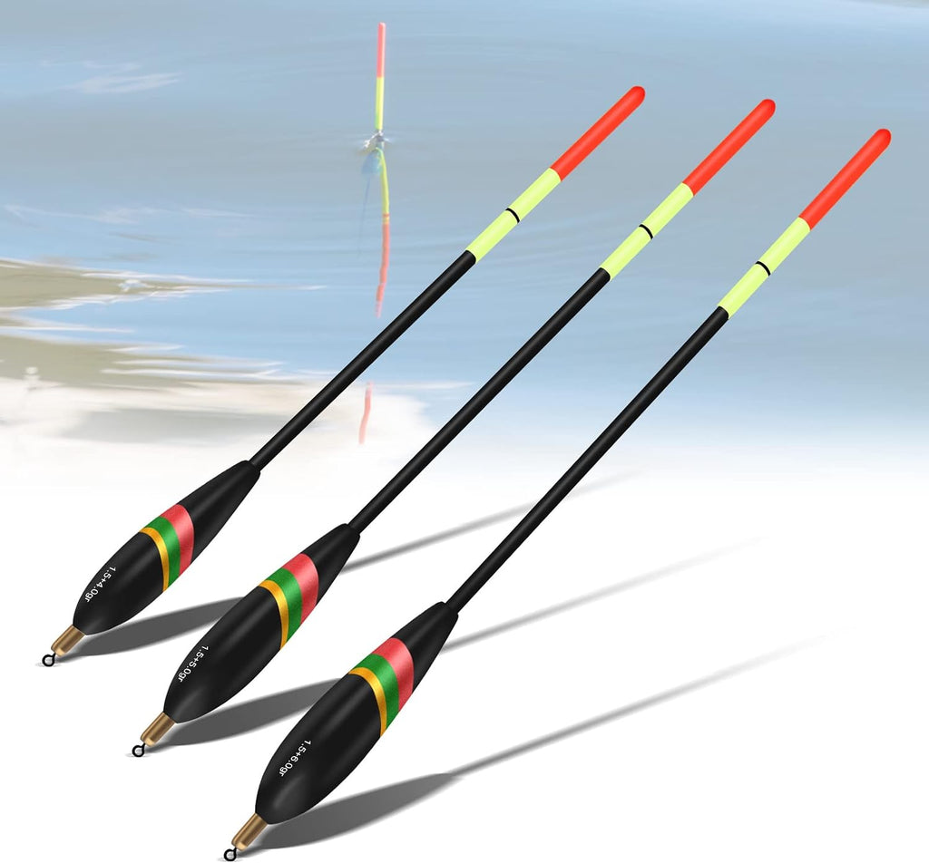 Fishing Floats and Bobbers - 3Pc Slip Bobbers for Crappie, 1.5+6G, 1.5+5G, 1.5+4G