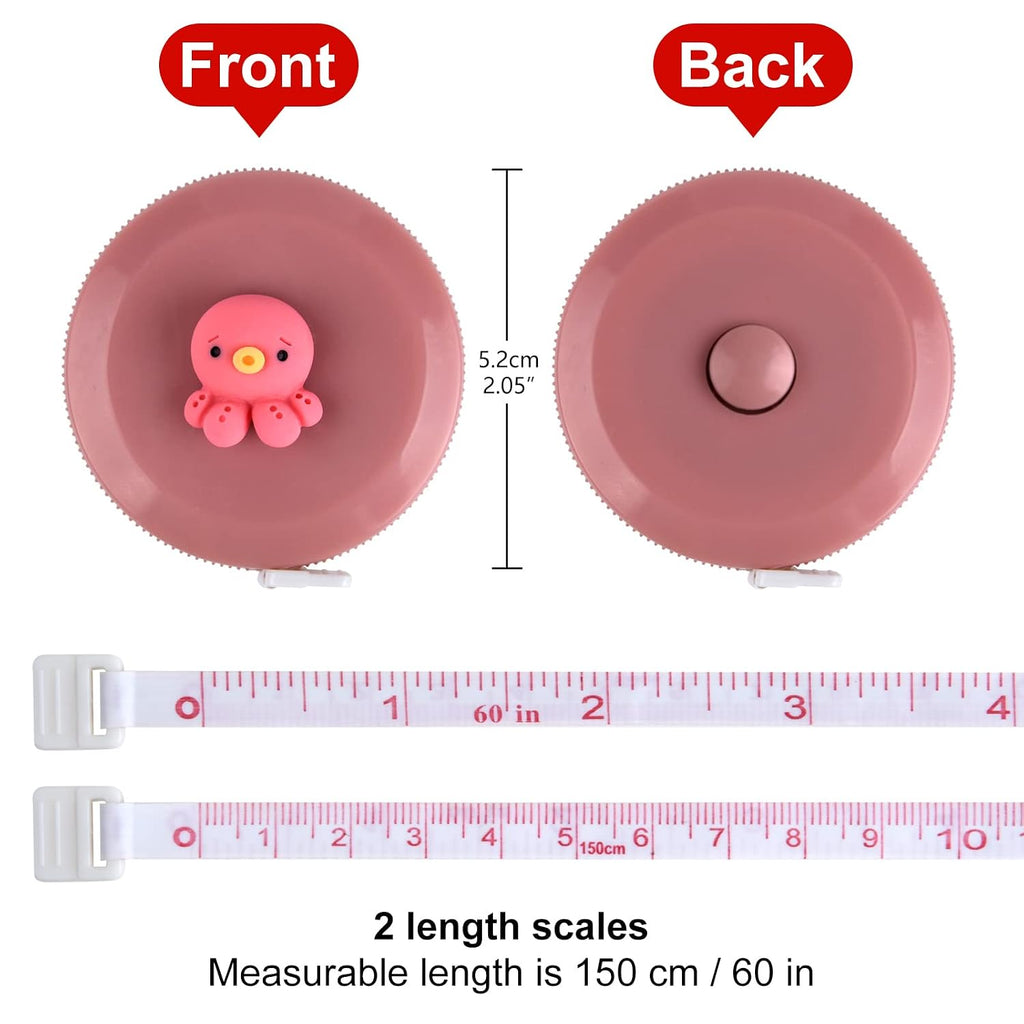 4 Pcs Soft Measuring Tape for Body Measurements Retractable，Cute Tape Measures Tailor Measuring Tape for Sewing 60 in / 1.5 M Tailors Measure Tape with Fractions Measure Ruler for Sewing