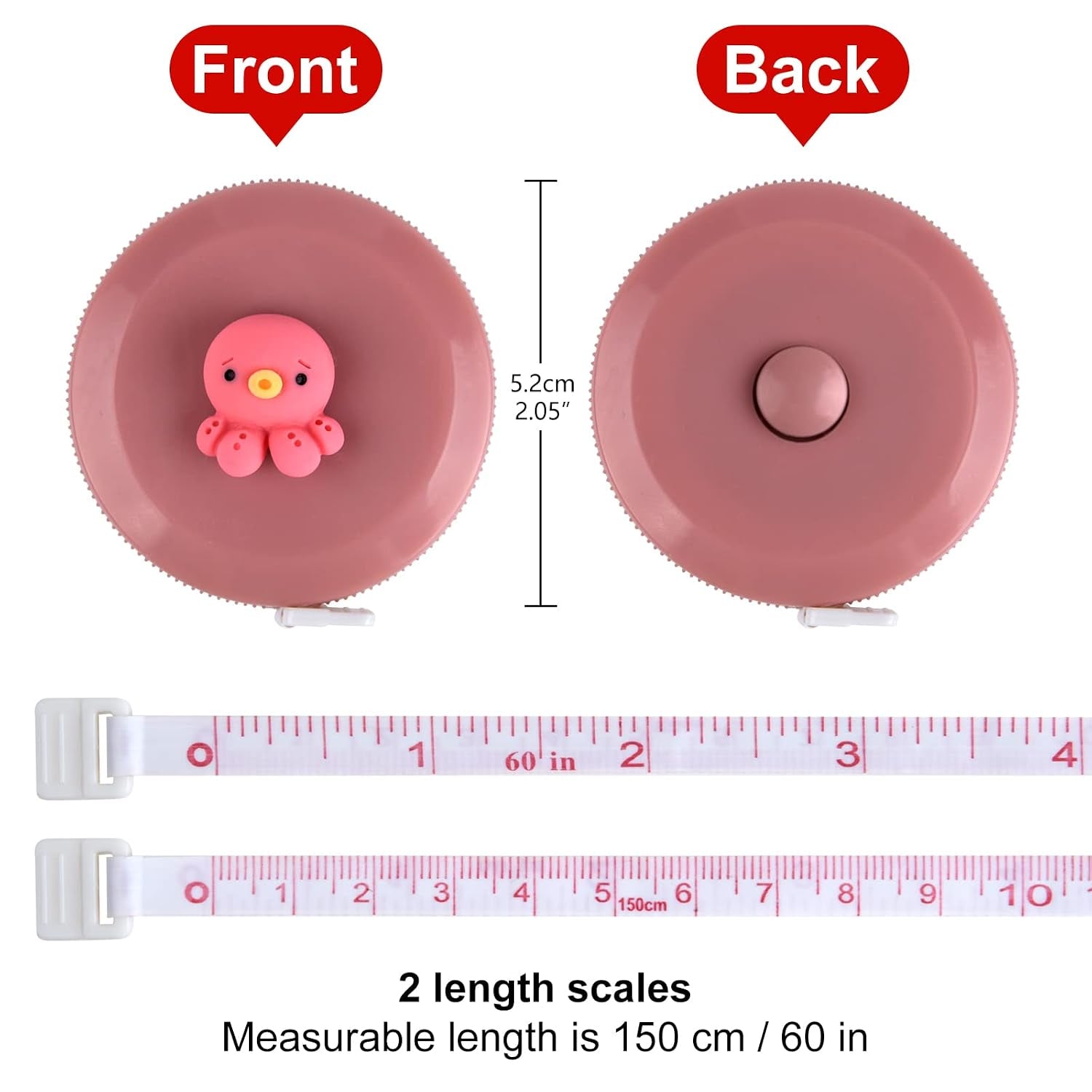 4 Pcs Soft Measuring Tape for Body Measurements Retractable，Cute Tape Measures Tailor Measuring Tape for Sewing 60 in / 1.5 M Tailors Measure Tape with Fractions Measure Ruler for Sewing