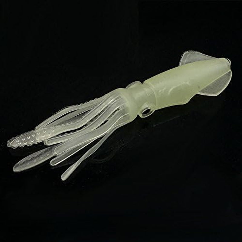 Soft Luminous Octopus Trolling Saltwater Bait Squid Skirt Fishing Lures Glow in Dark,4.13Inch,(Green 5Pcs)