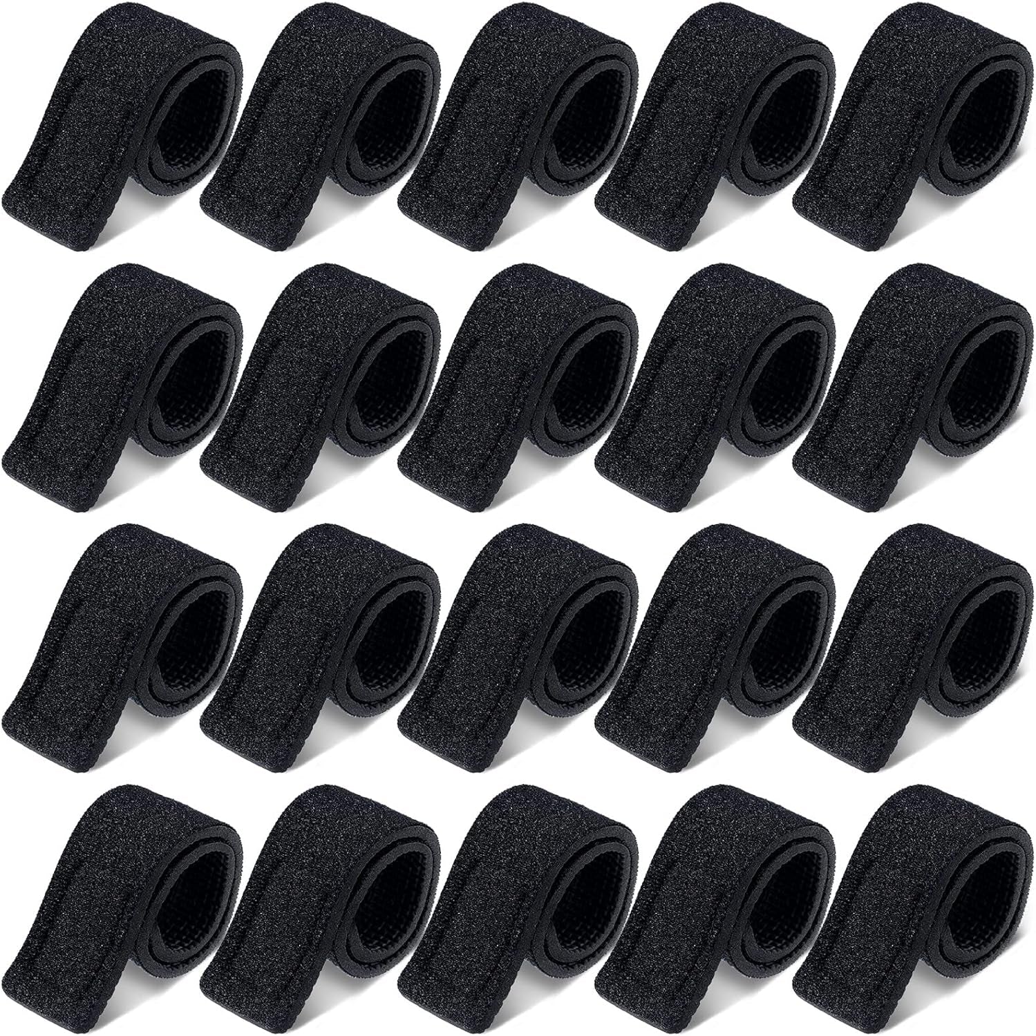Fishing Rod Ties Fishing Rod Wrap Strap Fishing Pole Belt Stretchy Rod Holder Elastic Fishing Tackle Ties Casting Rod Strap (Black Color, 20 Pcs)