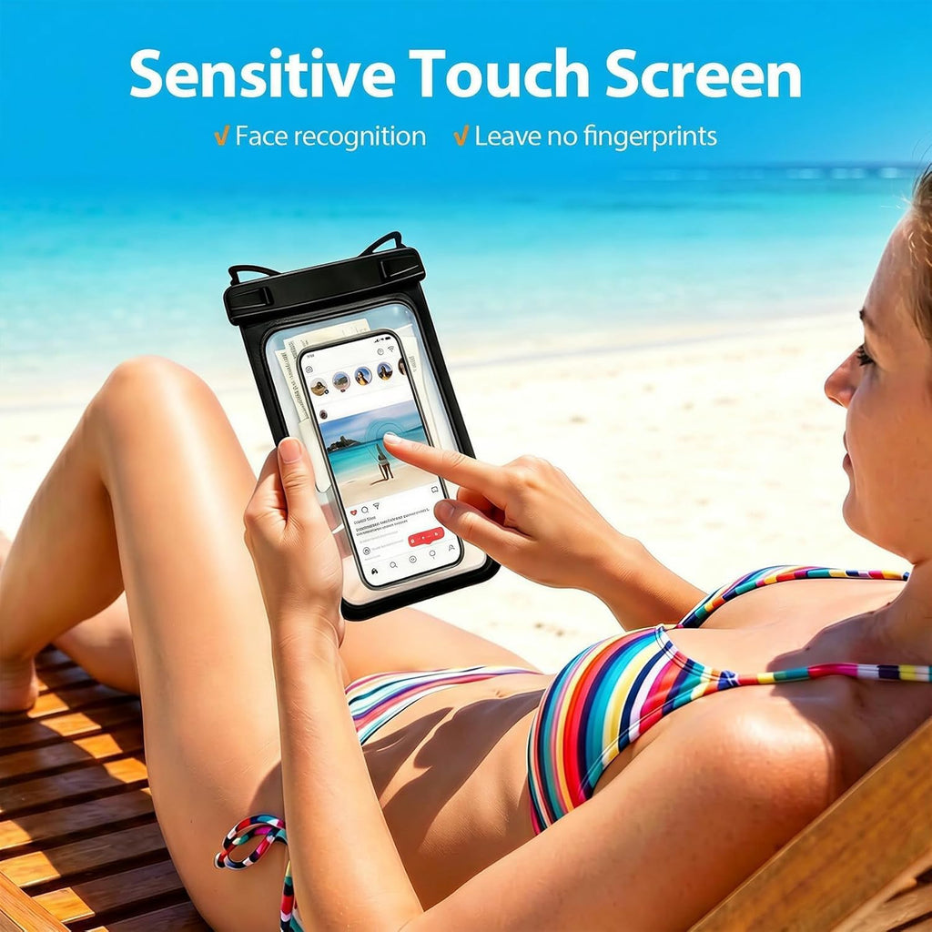 10 Inch Large IPX8 Waterproof Phone Pouch 2 Pack - Dual-Layer with Card Slot & Responsive Touch Screen for Underwater Photos Beach Cruise Travel Essentials for Iphone 17 16, for Galaxy S26