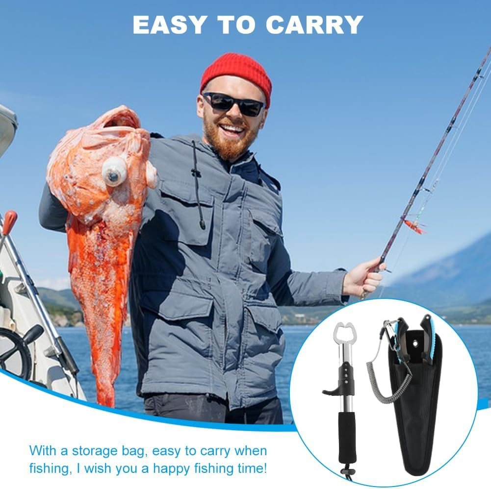 Stainless Steel Fishing Pliers and Fish Gripper Set with Sheath & Lanyard - Multifunctional Fishing Tool Kit for Saltwater Freshwater, Hook Remover, Line Cutter, Crimping