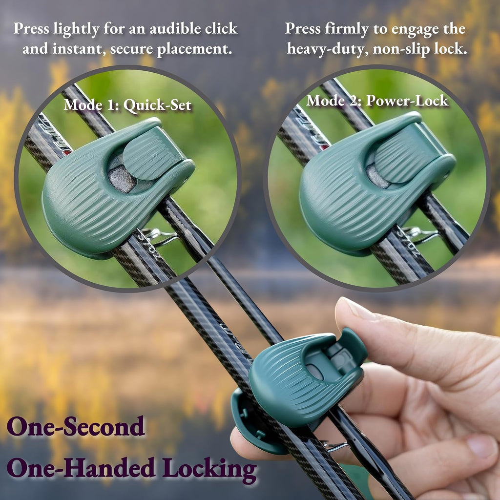 Fishing Rods Belt Rod Straps, Fishing Rod Clip Fit for Casting Rods, Spinning Rods Bass Rod and Fly Rods (4 Color, 4 Pcs) (GREEN)