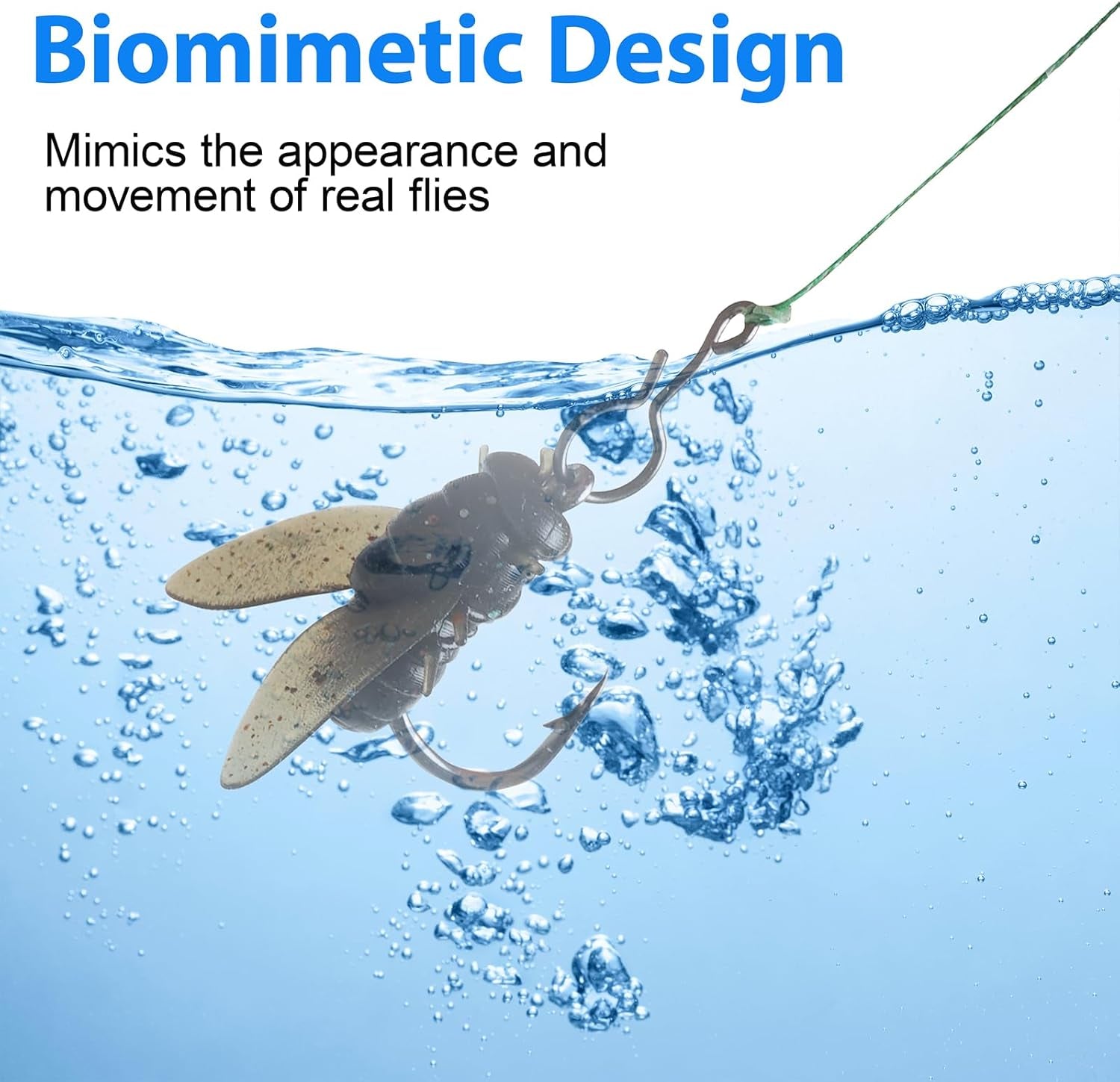 Bionic Fly Fishing Bait, Flies Fishing Lures Kit Trout Jigs Swimbaits Dry Flies Fly Fishing Lures Fish Attractant Fly Fishing Hook for Saltwater Freshwater Bass Panfish 15Mm