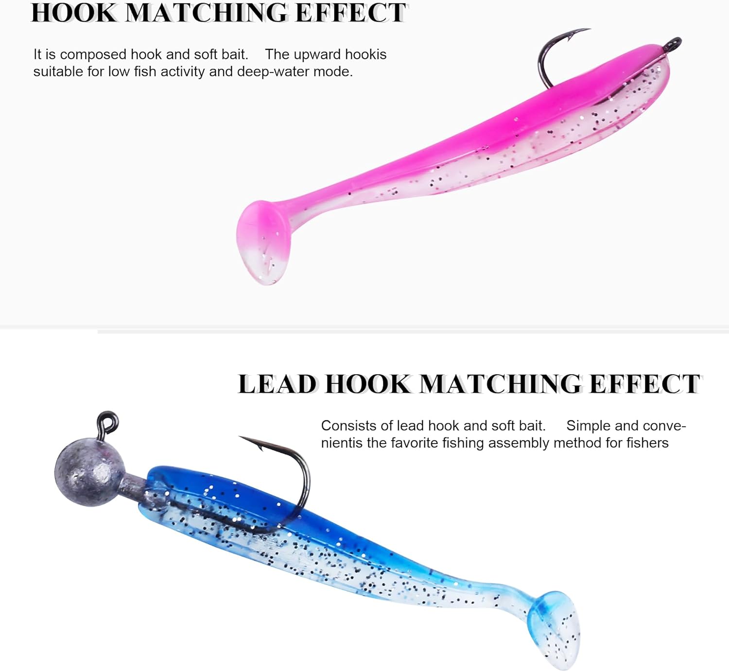 Soft Fishing Lures，90Pcs Fishing Soft Plastic Lures and 5Pcs Fishhook,Paddle Tail Swimbaits Soft Plastic Lures Kit for Bass Trout Walleye Crappie