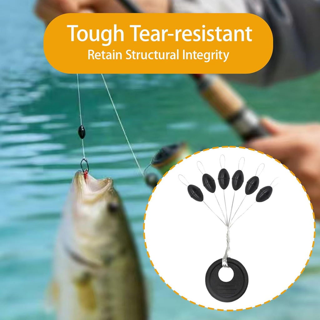 900PCS 6 in 1 Rubber Bobber Stops for Fishing Line Tough Tear-Resistant Bobber Stopper Tight Slip-Proof Stops L M and S Size Universal Tackle for Freshwater Saltwater Anglers Float Stop Kit (Black)