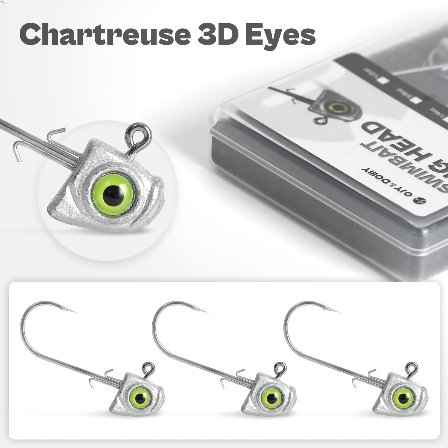 OJY&DOIIIY Swimbait Jig Heads with Chartreuse Fish Eye, 1/8 3/16 1/4 3/8 1/2Oz Jigheads for Freshwater&Saltwater Fishing 10/15 Pack