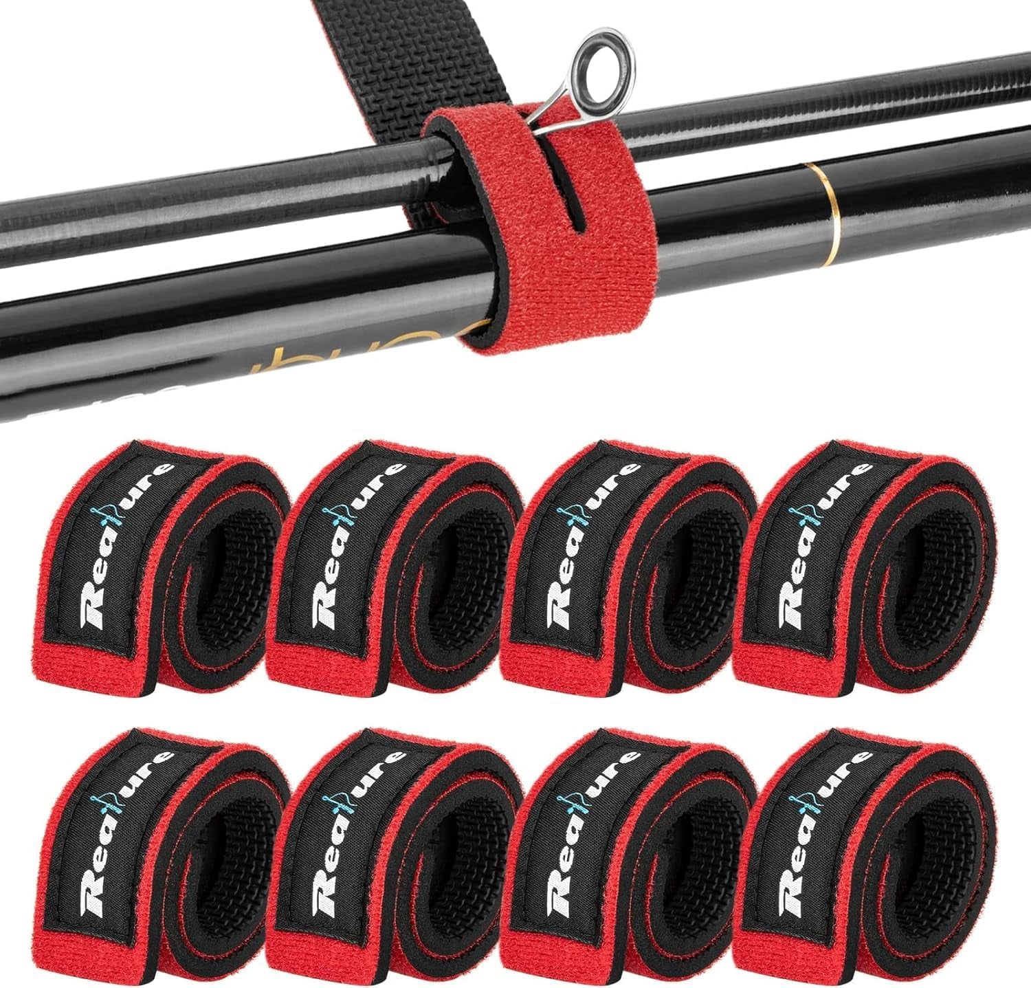 8 Pcs Fishing Rod Straps Adjustable Neoprene Ties Elastic Fishing Rod Tackle Belt Ties Casting Rod Straps for Fixed Casting Rods & Spinning Rods & Fly Rods Wrap Protectors