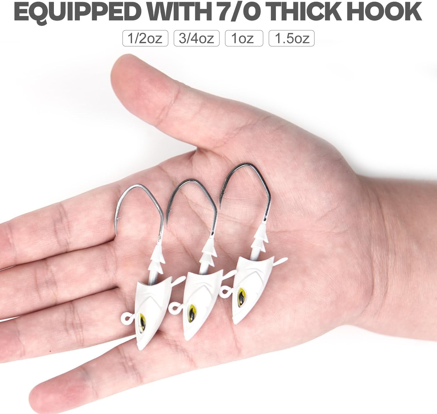 Saltwater Jig Head, Fish Eye Swimbait Jighead for Fishing Inshore/Offshore 1/2 3/4 1 1.5Oz with 7/0 Hooks for Redfish, Stripper, Seabass Etc.