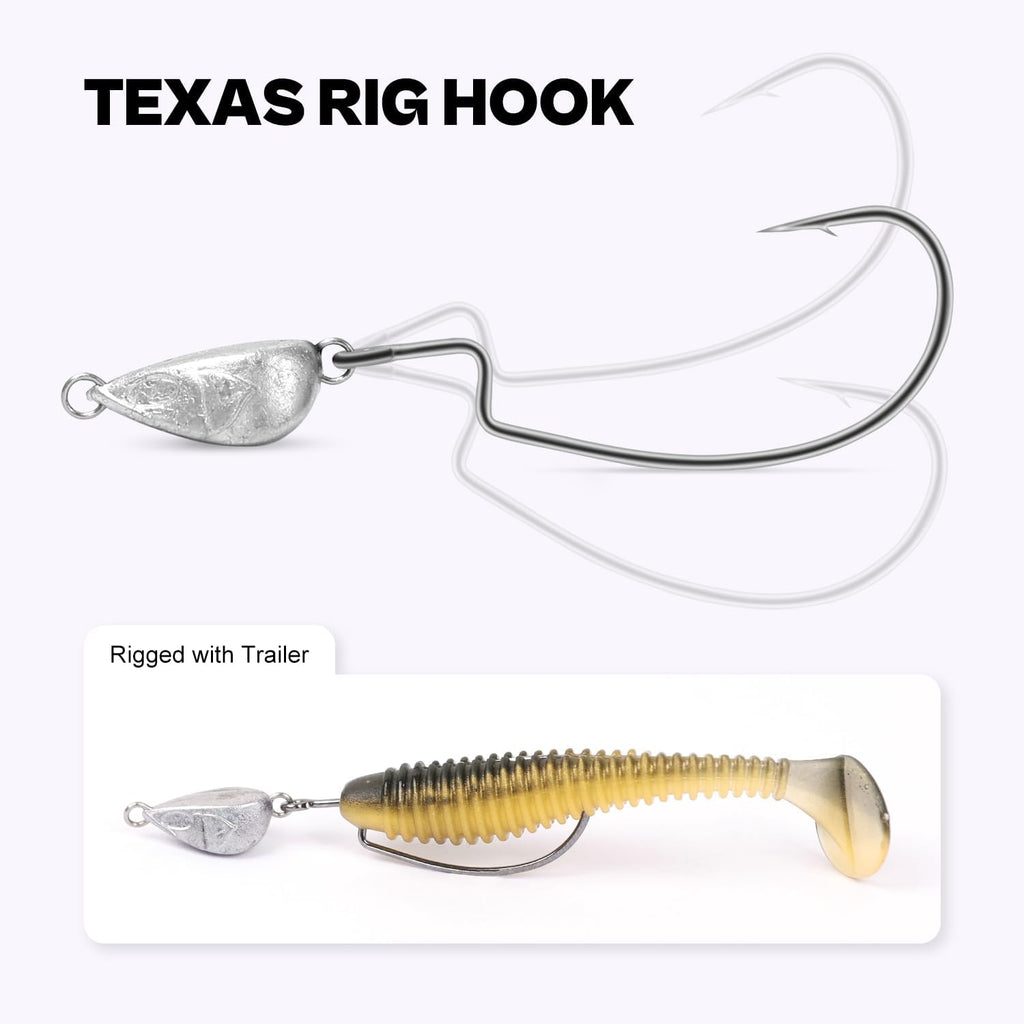 OJY&DOIIIY Weighted Texas Rig Hooks, Weedless Swimbait Jig Heads for Bass Fishing 1/8 3/16 1/4 3/8Oz