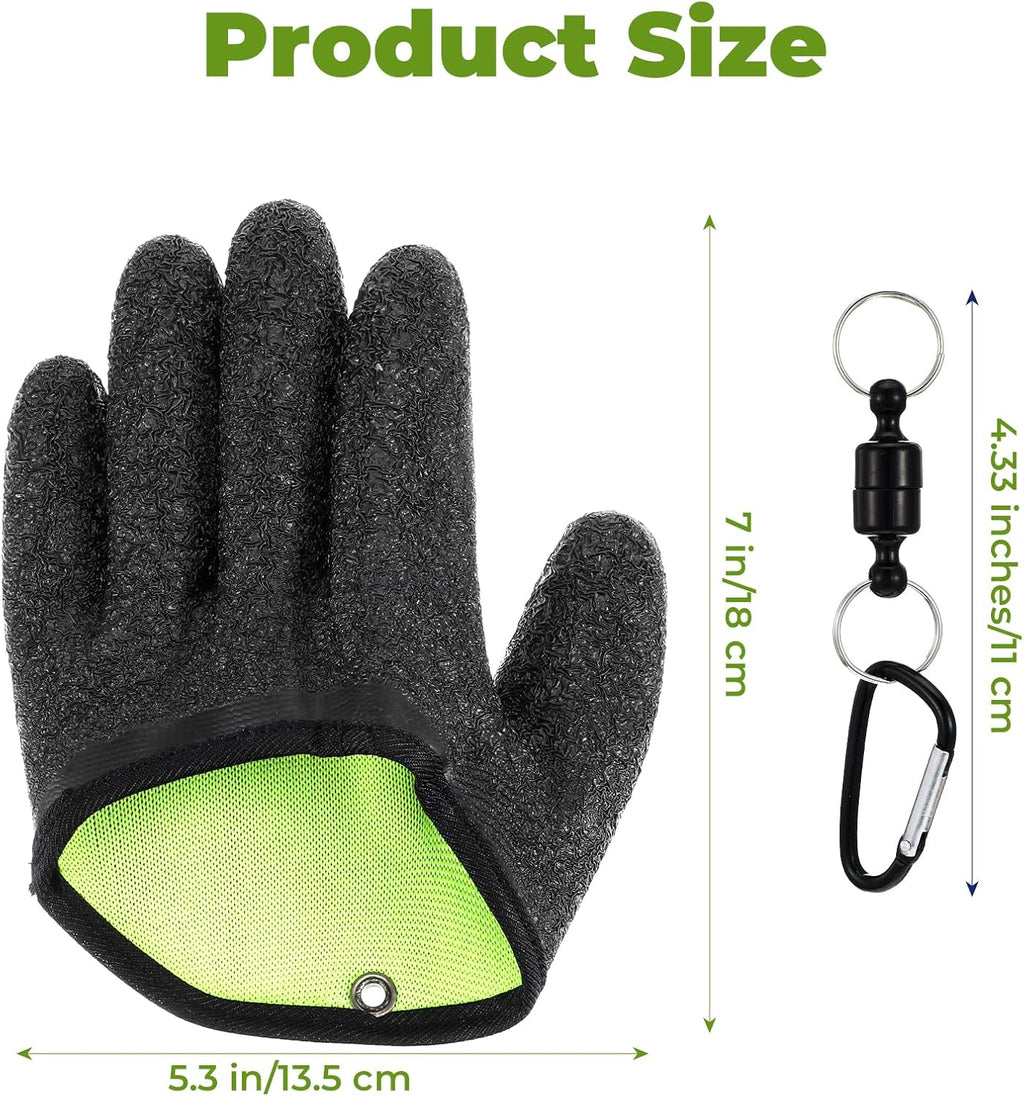 2 Pcs Fishing Gloves with Magnet Release Professional Catch Fish Gloves Non-Slip Waterproof Fish Glove Textured Grip Palm Glove Fisherman Fishing Accessories for Men Women Handling Catching Cleaning