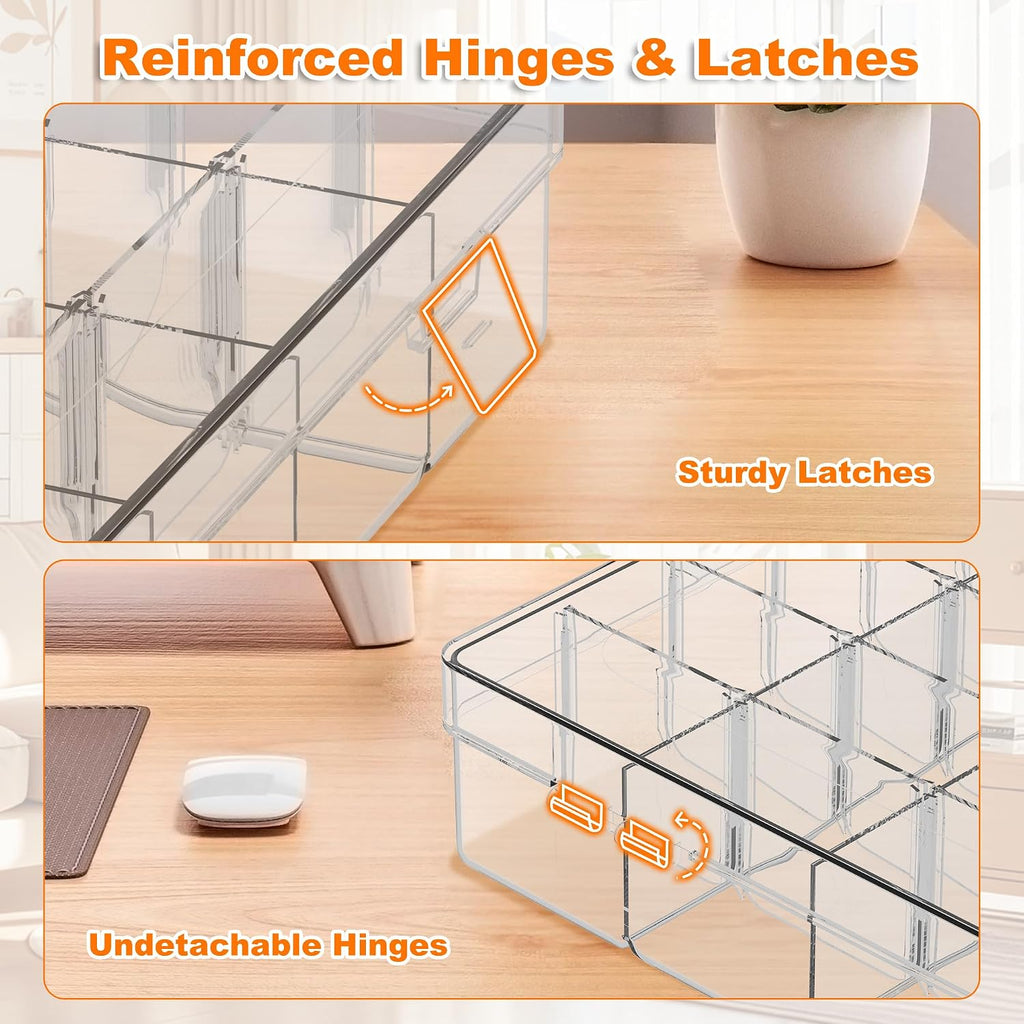 2 Pack 36 Grids Plastic Organizer Box with Dividers, 10.9 X 6.9 X 1.8 in | Large Storage Capacity, Adjustable, Sturdy Plastic, Versatile, for Bead Craft Jewelry Fishing Tackles Storage