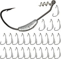 25 Pack Weighted Swimbait Hooks, Jig Heads with Twist Lock, Soft Plastic Worm Fishing Hooks 1/0 2/0 3/0 4/0 5/0