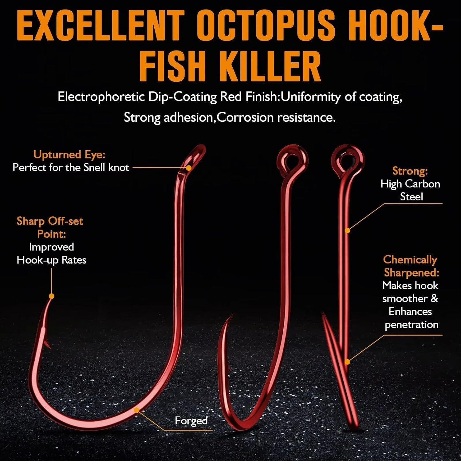 Octopus Hooks Fishing Hooks 50-100PCS Black Red Octopus Hooks for Saltwater Freshwater #10-8/0