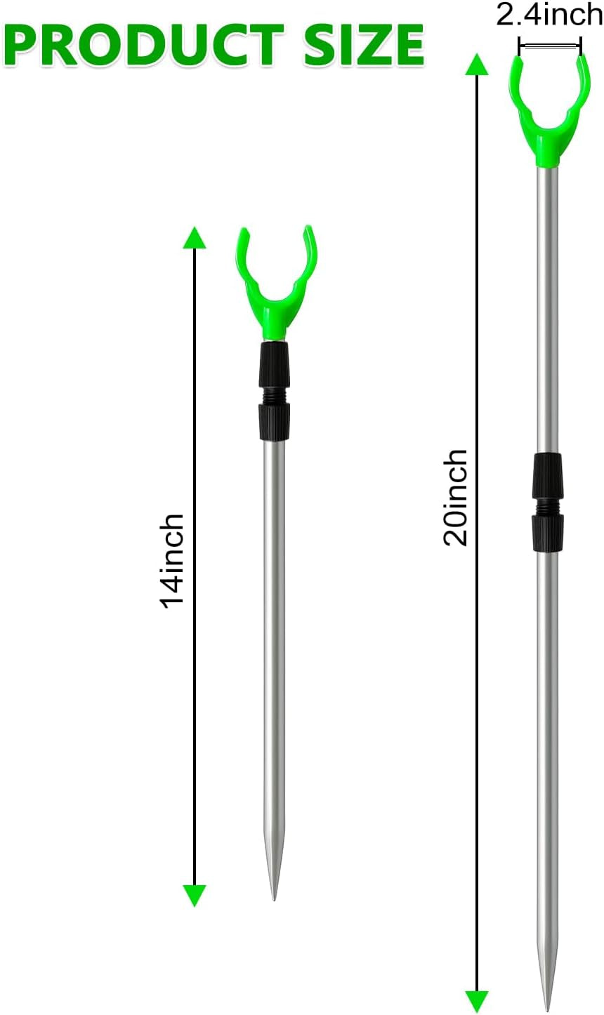 Fishing Rod Holder, Adjustable Telescopic Fishing Pole Holders for Ground Fishing Rod Holders Sand, 6-Pack with Alarm Bells