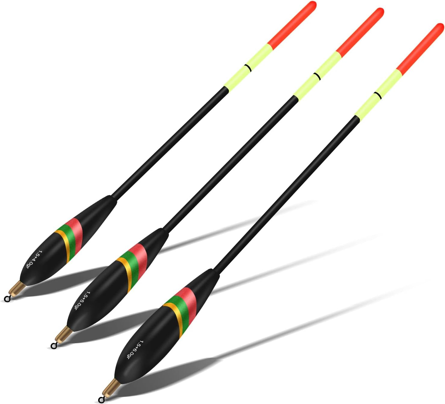 Fishing Floats and Bobbers - 3Pc Slip Bobbers for Crappie, 1.5+6G, 1.5+5G, 1.5+4G