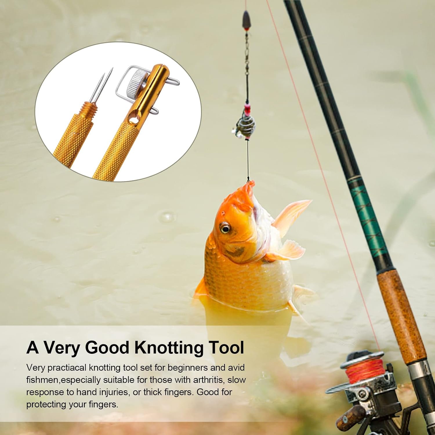 6 Pcs Fish Hook Line Quick Fishing Knot Tying Tool Kit with Disgorgers, Tie Fast Metal Fishing Line Tieing Tool, Portable Tying Knotting Tool for Fly Fishing Sea Fishing Casting Fishing
