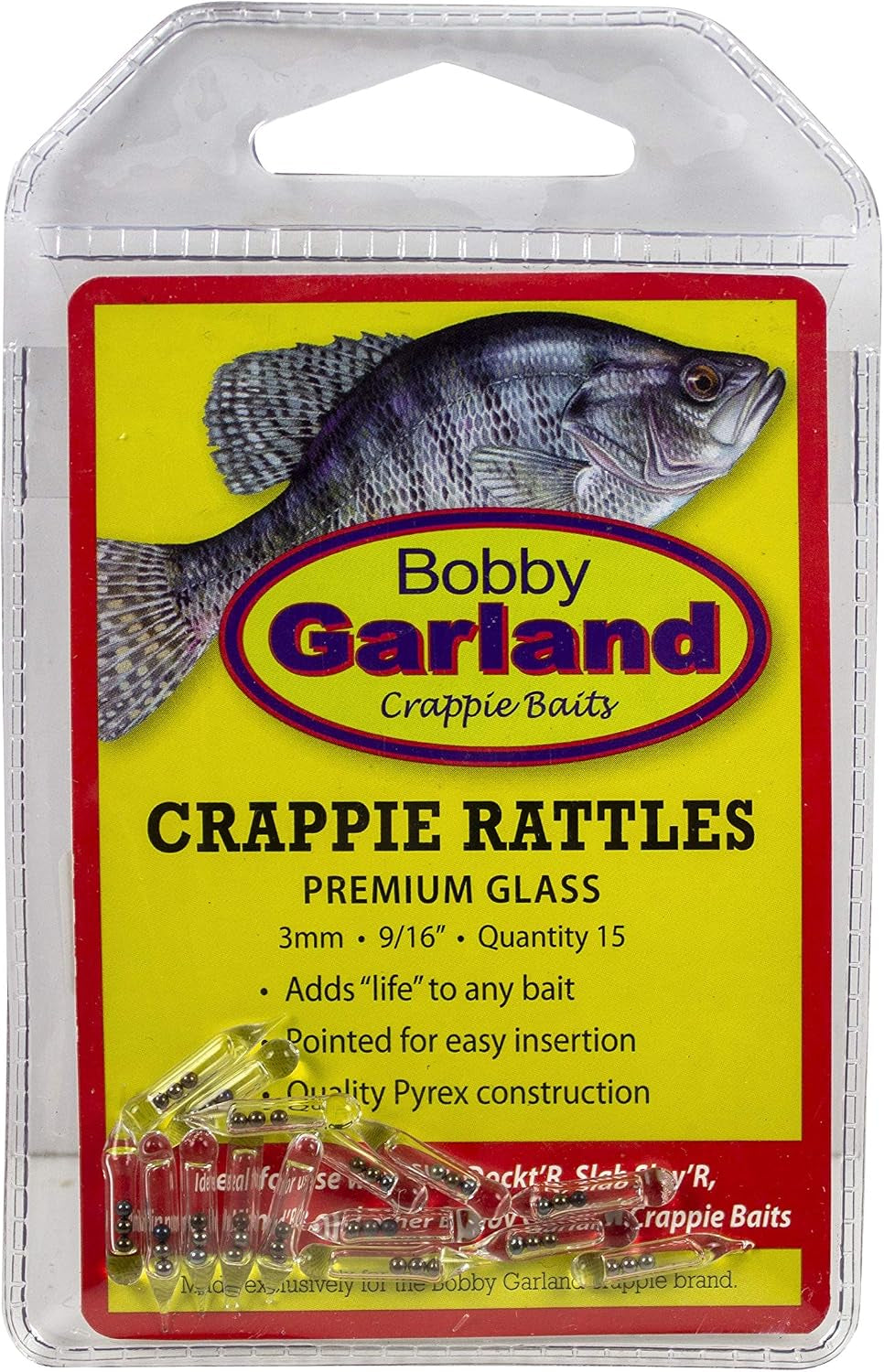 Crappie Rattles for Soft Plastic Crappie Jigs, Fishing Accessories, 15 Count, 9/16"