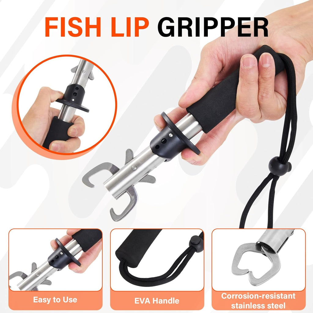 Fishing Tool Set, Fish Lip Gripper Pliers and Upgraded Muti-Function Fishing Pliers, for Fly Fishing, Ice Fishing, for Fishing Enthusiasts - Gift for Men