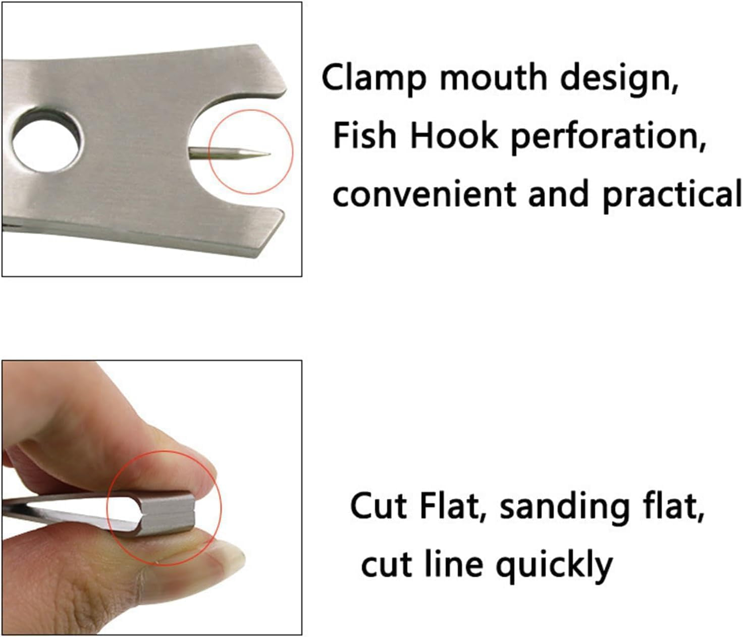 2Pcs Black Silver Fishing Line Cutter Nipper with Hook Eye Cleaner Pin Stainless Steel Fishing Line Scissors Cutting Tool Fishing Line Cutter Nipper with Hook Multi Functional Accessories（51*11.5Mm)